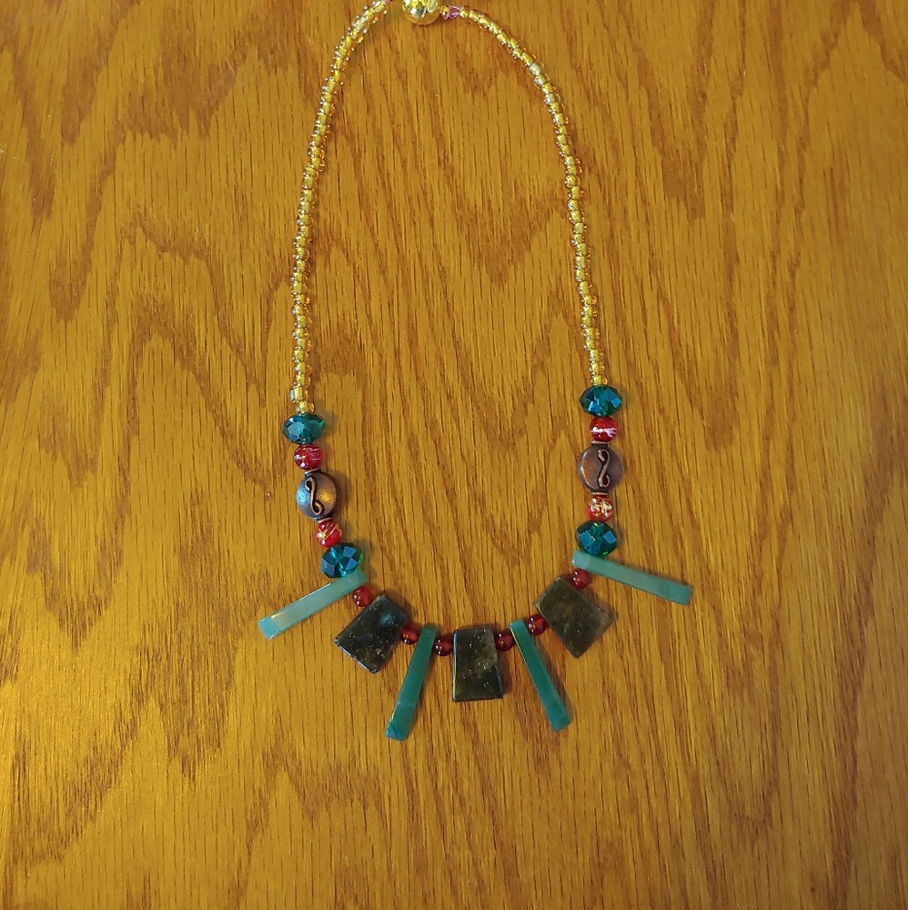 Labordorite and jade fan